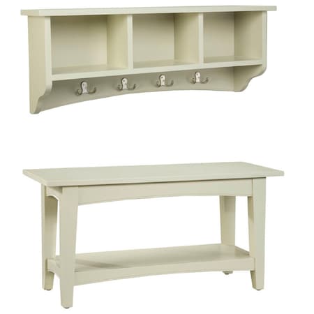 Alaterre Furniture Shaker Cottage Storage Coat Hook with Bench Set, Sand ASCA0304SA